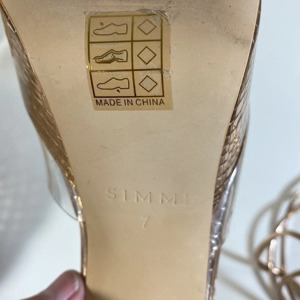 Clearance! Simmi Emma Croc Print Platform‎ Gladiator in Rose Gold Glam Bodycon 7
